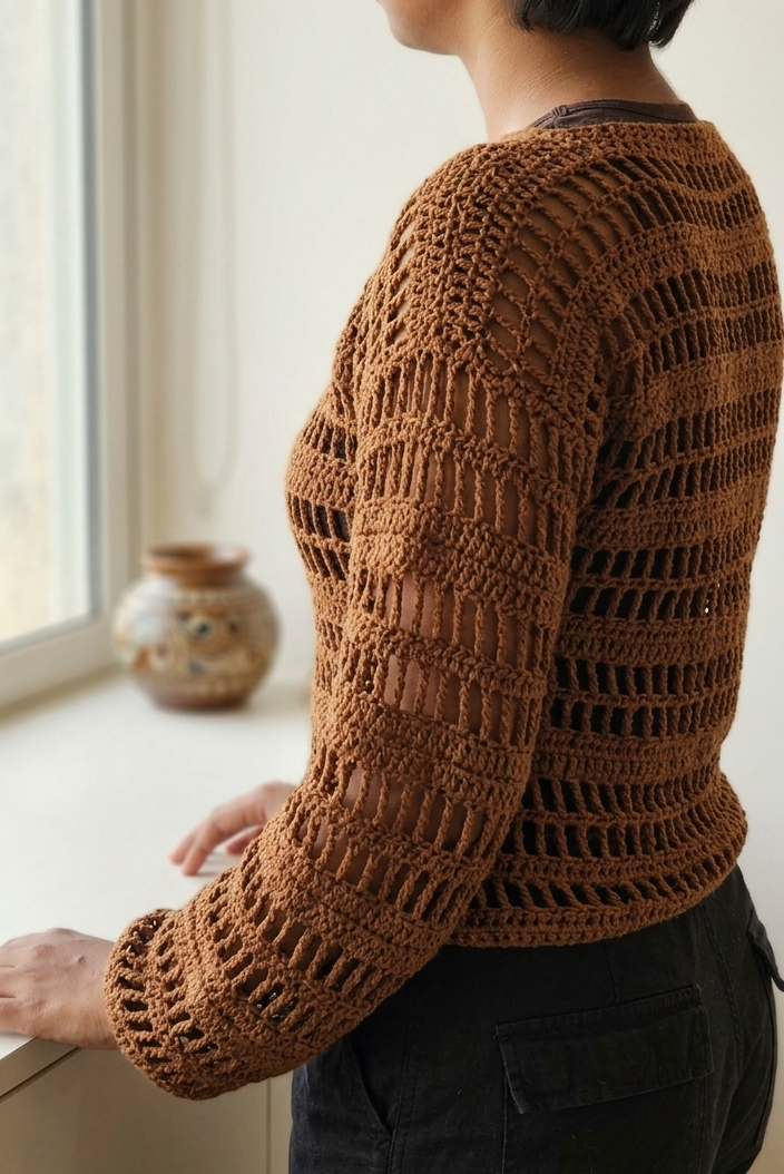 Openwork Crochet Mesh Top - Back Detail